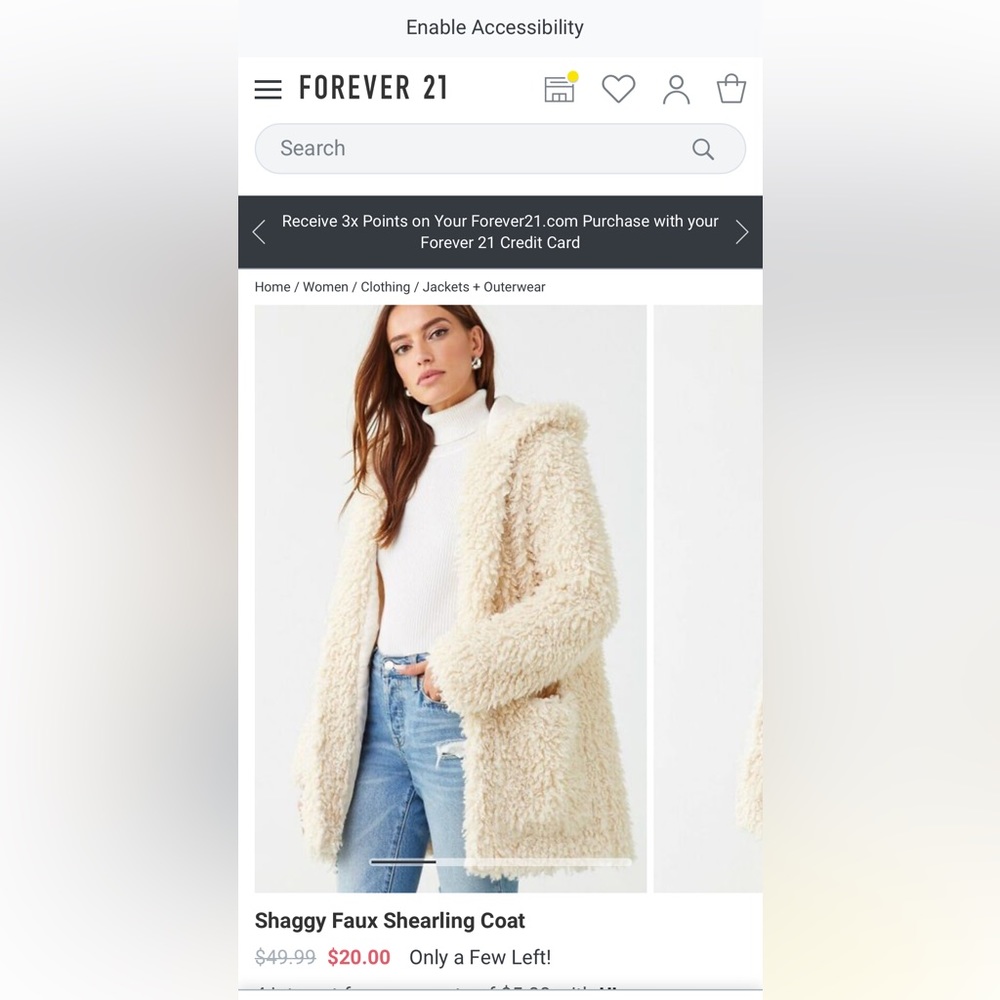 Forever 21 Shaggy Teddy Coat